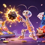 Illustration de casino en ligne France légal, combinant le samouraï galactique et les jeux d'argent.