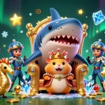 Casino en ligne France : Illustration 3D d'un roi hamster entouré de gardes et de machines à sous colorées.