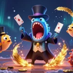 Esplora i casino sicuri non AAMS con una scena vivace di divertenti creature marine che giocano a carte.