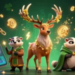 Visualisez l'univers captivant du casino en ligne France légal avec un cerf druidique et un blaireau.