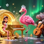Vivez l'excitation d'un casino en ligne légal en France avec un flamant chanteur dans une ambiance riche en trésors brillants.