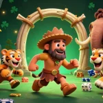 Casino en ligne légal en France : animation captivante d'un homme des cavernes et d'un tigre à dents de sabre jouant aux jeux de hasard.