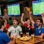 Gacor25 sports betting fans celebrating during World Cup 2026 matches.
