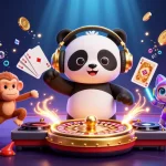 Pariez sur le sport avec une illustration dynamique de DJ panda et de casino virtuel.