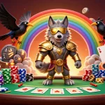 Découvrez notre illustration dynamique de casino en ligne France avec Odin et ses corbeaux.