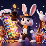 Illustration 3D représentant le "casino en ligne france légal", un magicien et une colombe en plein spectacle avec des pièces d'or.