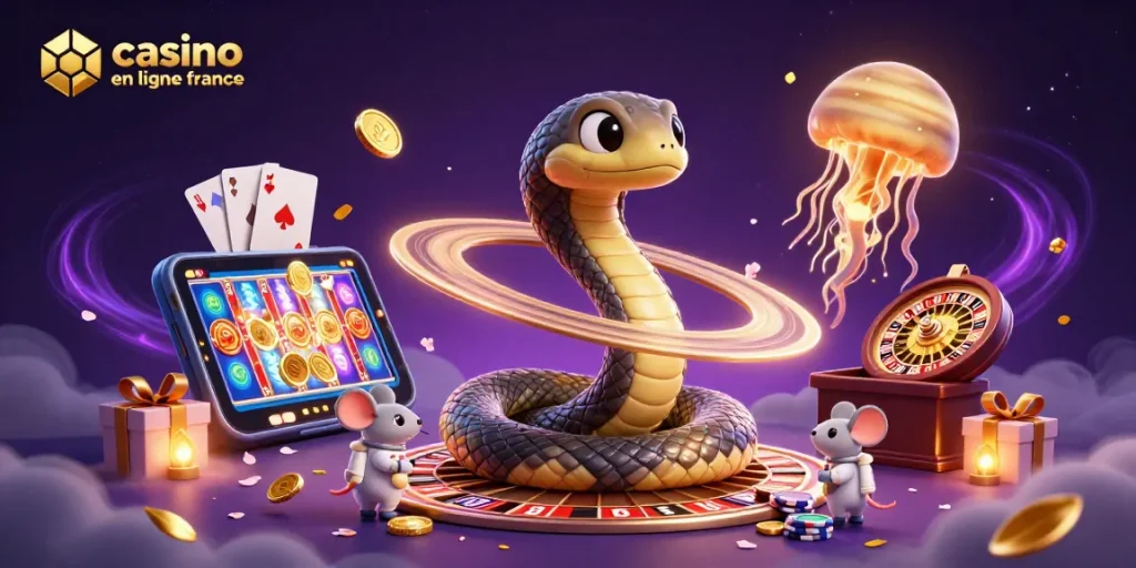 Pariez aux jeux de casino en ligne en France avec un serpent réseau de Saturne et des astronautes!