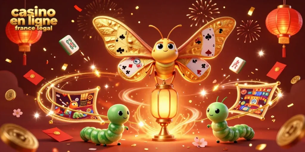 Venez découvrir le monde des jeux d'argent avec le casino en ligne légal en France, où des papillons dorés illuminent la nuit.