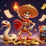 Vibrez avec le casino en ligne France, où un rooster mariachi célèbre au milieu de balles de loto colorées.