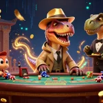 Illustration dynamique représentant un velociraptor au blackjack, mettant en avant le casino en ligne France légal