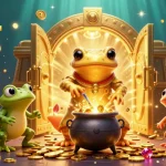 Illustration animée d'un alchimiste salamandre géante et ses assistants, symboles de jeux de casino pour "casino en ligne France légal".