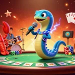 Illustration d'un casino en ligne légal en France avec des personnages animés jouant au poker.