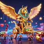 Image d'une illustration 3D dynamique représentant un casino en ligne légal en France avec des éléments de jeu